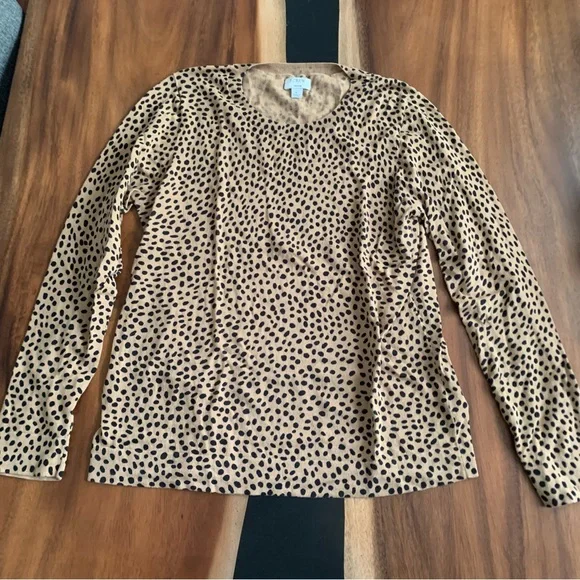 Crew Sweaters J Crew Cheetah Print Teddie Sweater Size L